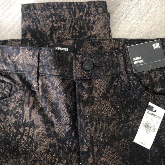 Express Metallic Reptile Print Skinny Jean, Size 10R - Picture 2 of 3